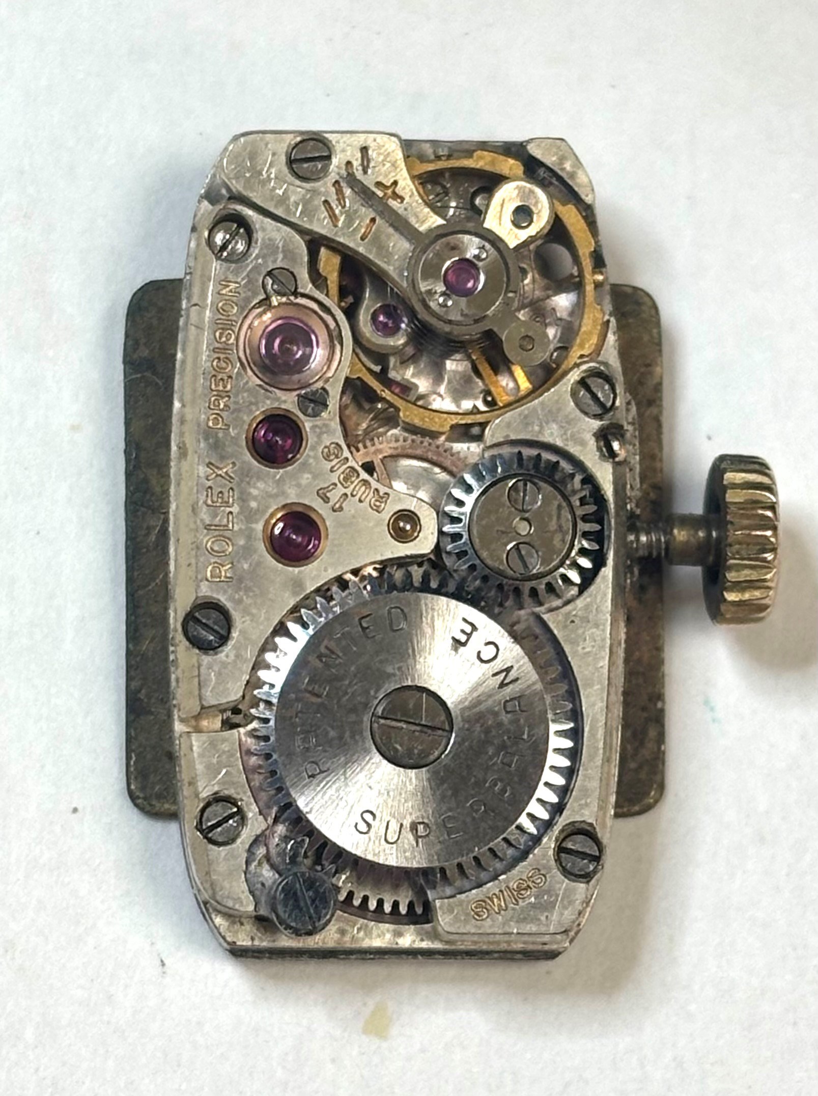 Rolex Precision ladies 9ct gold manual wind wristwatch, case No. 297900, silvered dial with Arabic hour markers, Chester 1955, on black leather strap