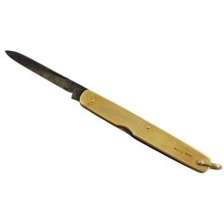Sampson Mordan & Co. 18ct gold pocket knife with two fold out blades, London 1920