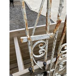 Two wrought iron garden gates painted in black and white - THIS LOT IS TO BE COLLECTED BY APPOINTMENT FROM DUGGLEBY STORAGE, GREAT HILL, EASTFIELD, SCARBOROUGH, YO11 3TX