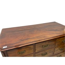 Late 19th century mahogany chest, fitted with six short and three long drawers, canted corners with mirror