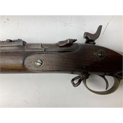 19th century D. & J. Fraser Edinburgh .577 Snider action gun, the 94cm barrel with three-groove rifling, three barrel bands and maker's name to top, full walnut stock with brass fittings, trigger guard inscribed J.D.M.,  L141cm