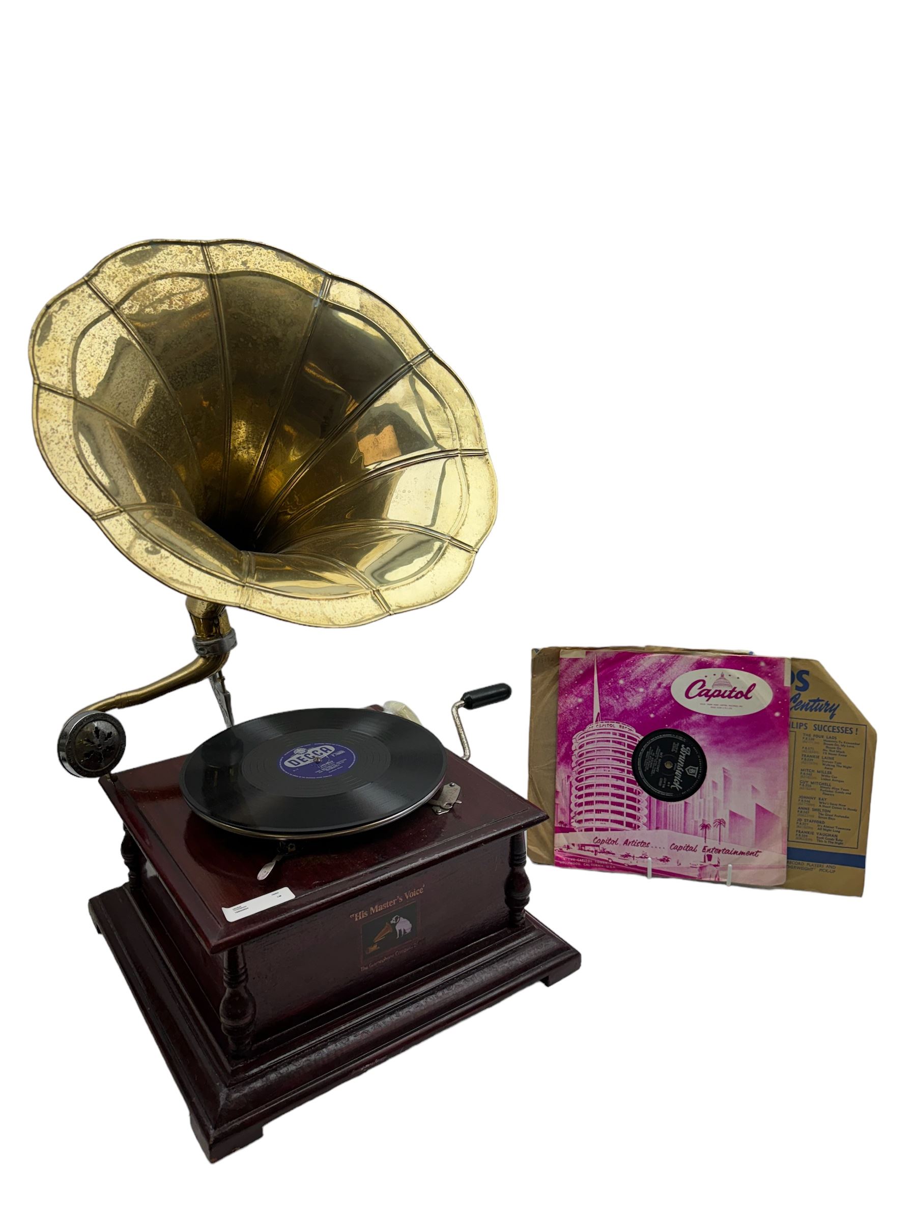 His Master's Voice gramophone, with brass horn