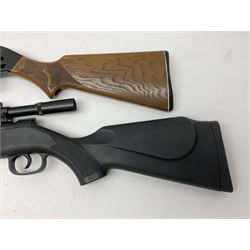 Crosman 760 .177 cal. Junior air rifle with under lever faux pump action and simulated wooden fittings; serial no.278047476, L90cm overall; and SMK B1 Synthetic .22 cal. Youth's air rifle with break-barrel action and 4 x 20 scope; serial no.1721229956084915F, L98.5cm overall (2)  NB: AGE RESTRICTIONS APPLY TO THE PURCHASE OF AIR WEAPONS.