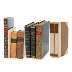 Lamb, Charles - 'The Last Essays of Elia' introduction by Augustine Birrell, illustrated by Charles Brock, third edition published by Dent 1901 in two volumes, half cream leather and brown boards, top edge gilt,  bookplate of H A Ashworth, Arnold, Matthew - 'Essays in Criticism' published Macmillan 1915-16 in two volumes, half leather and marbled boards and Lamb, Charles and Mary - 'Tales from Shakespeare' full calf and gilt spine (3), 'Georgian Poetry' third edition 1913, full leather and gilt, 'Letters of the late William Cowper1820, Stevenson R L - 'Father Damien limited 2nd edition of 1000, published 1901, soft cover and Hoole, J - 'The Orlando of Ariosta' 1819 