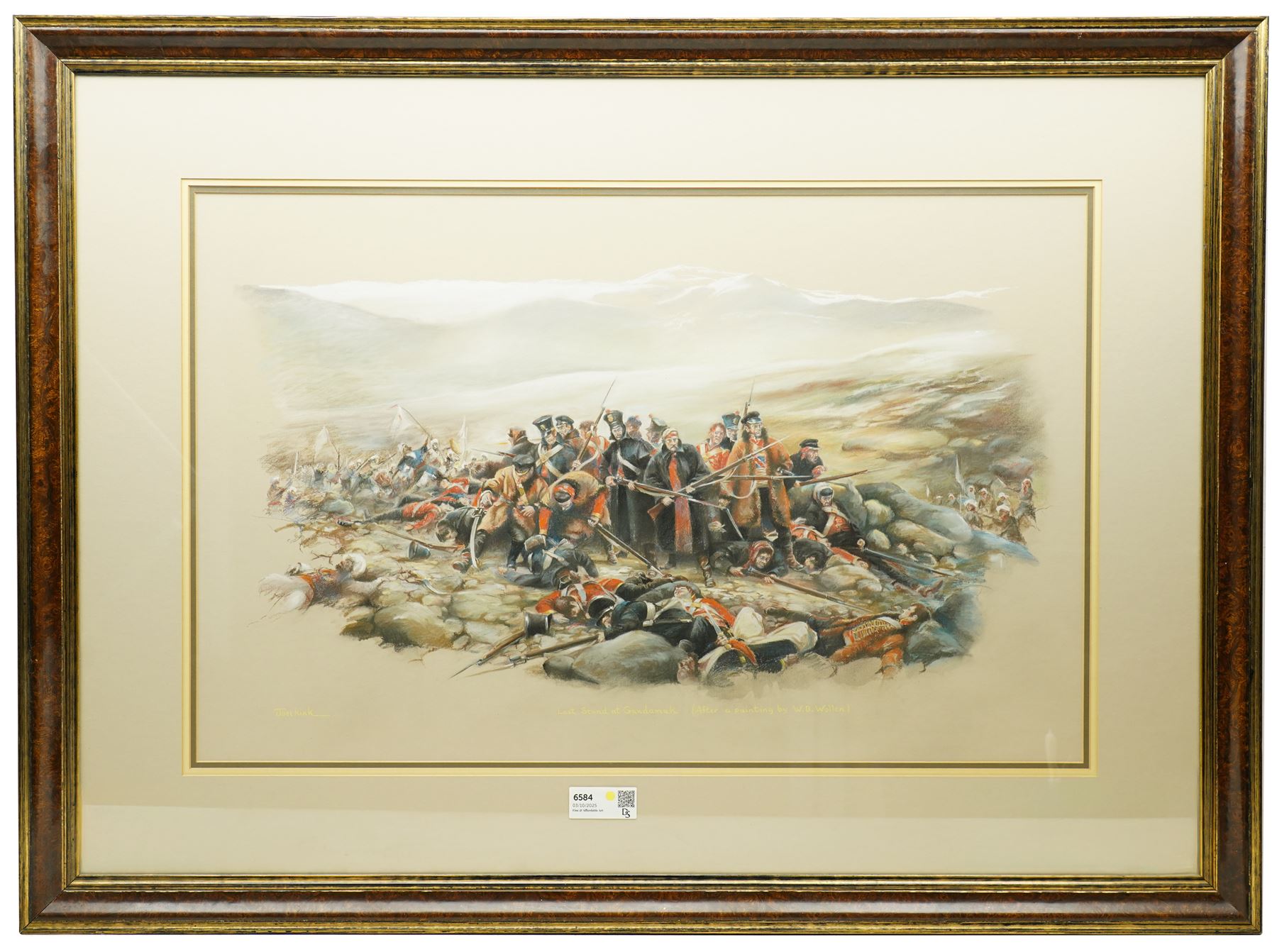 Joel Kirk (British 1948-) after William Barns Wollen (British 1857-1936): 'The Last Stand at Gundermuck', pastel signed and titled 53cm x 83cm