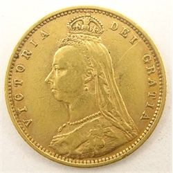  Queen Victoria 1892 gold half sovereign, shield back  