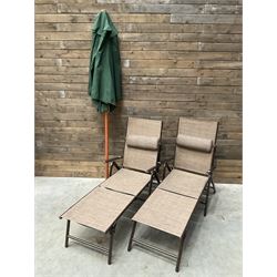 Two Pagoda garden sun lounger, with parasol