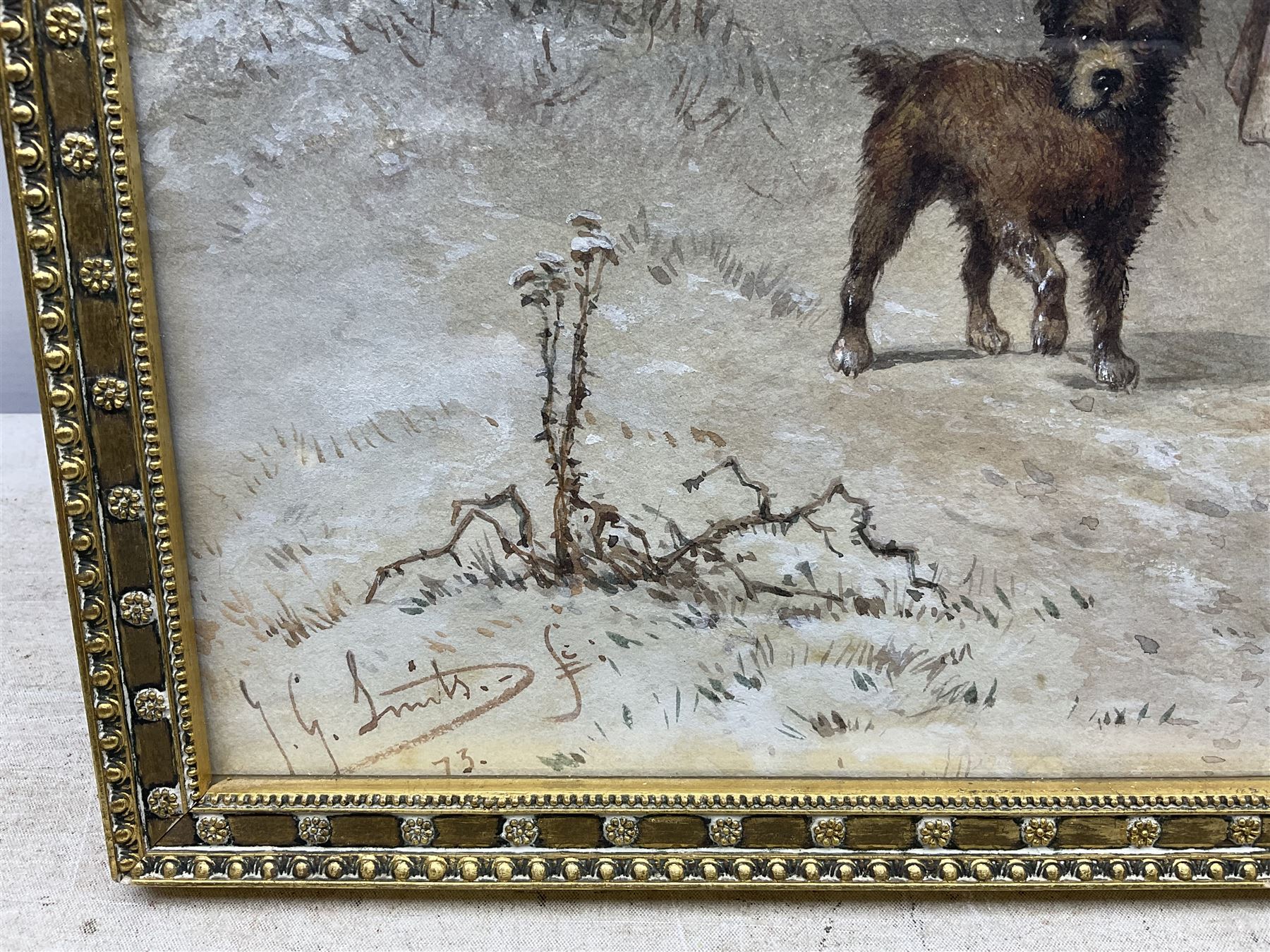 Jan Gerard Smits (Dutch 1823-1910): Collecting Firewood, watercolour signed and dated '73, 34cm x 51cm 