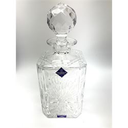 Edinburgh Crystal set, comprising square decanter, six old fashioned tumblers on a gallery tray, together with Edinburgh crystal water jug. 