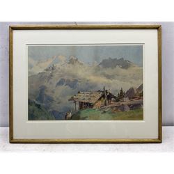 Henry Richard Beadon Donne (British 1860-1949): Goat by an Alpine Hut 'Kandersteg', watercolour signed, titled on various labels verso 32cm x 49cm 
Provenance: with Spink, King Street, St. James's, London, label verso