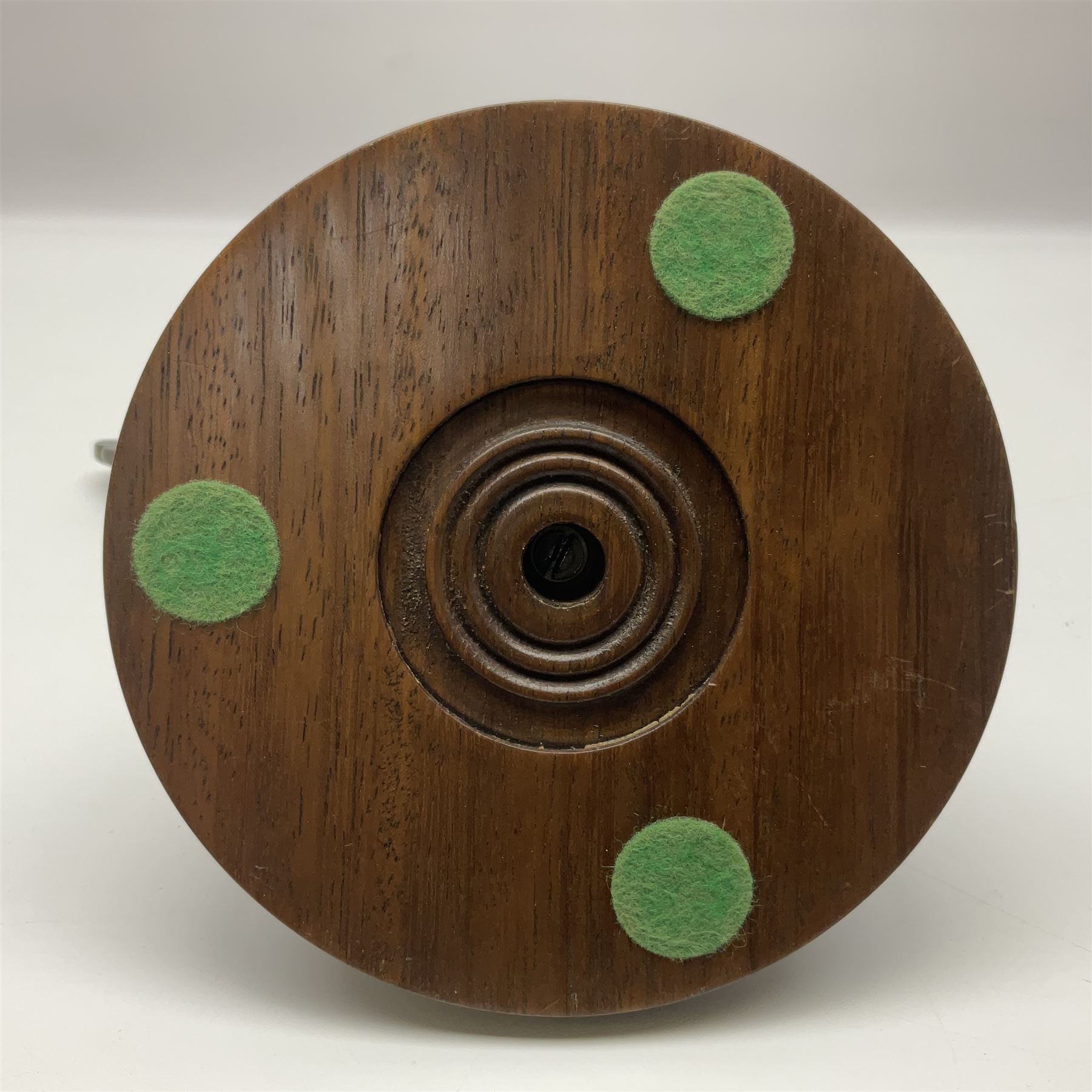 WW2 German cast white metal desk ornament/paperweight as the eagle insignia on later turned mahogany plinth H22cm