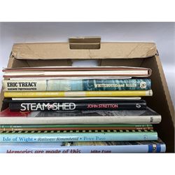 Two boxes of railway books, to include West Country Railway History, Linton and Barnstable Railway,  The King's Cross Story, Railway Photographer etc