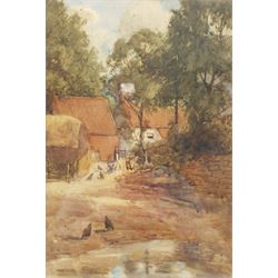 English School (Early 20th century): Poultry in the Farmyard, watercolour unsigned, inscribed McEwan verso 34cm x 23cm