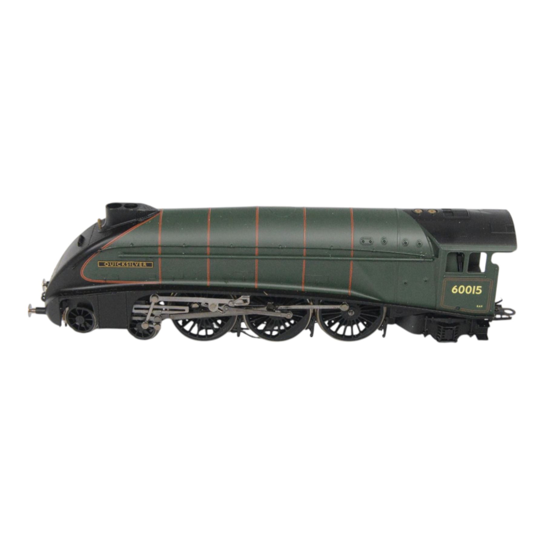 Seven 00 gauge locomotives, comprising Hornby R751 Class 37 diesel, Bachmann Elvis King of Rock And Roll Express, Hornby Merchant Navy United States Lines, Hornby A4 Class Quicksilver, three tank locomotives and two tenders, all unboxed