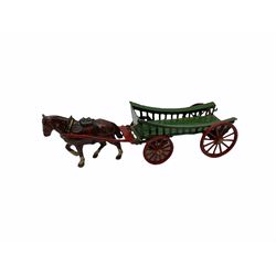 Lead figures - pre-war Charbens goat cart with girl; Timpo ploughman; Timpo cow; Salco Dray Carts; see-saw boat with boy and girl; two Charbens tractors; Taylor & Barrett governess cart; six Wendal figures etc