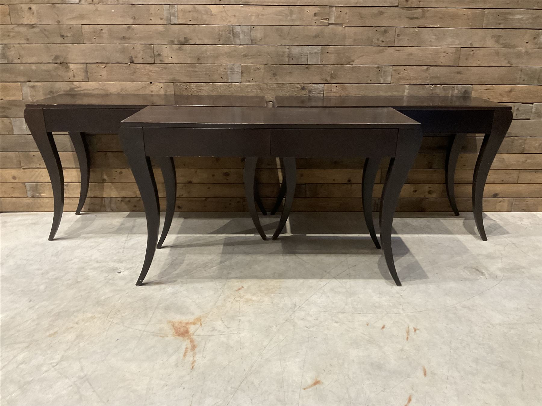 3 x rosewood console table, fitted with two soft-close drawers