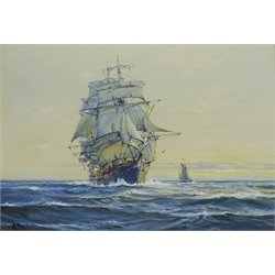  A D Bell (AKA Wilfred Knox British 1884-1966): Ship's Portrait - 'The Flying Cloud', watercolour signed, titled verso 24cm x 35cm  
