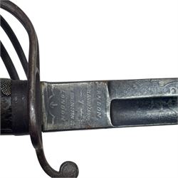 Victorian officer's sword by Landon & Morland Burlington St, London, with 82cm steel blade, wirebound fishskin grip, chequered backstrap and stepped domed pommel, overall L96cm