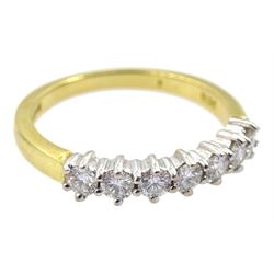 18ct gold seven stone round brilliant cut diamond half eternity ring, London 1997