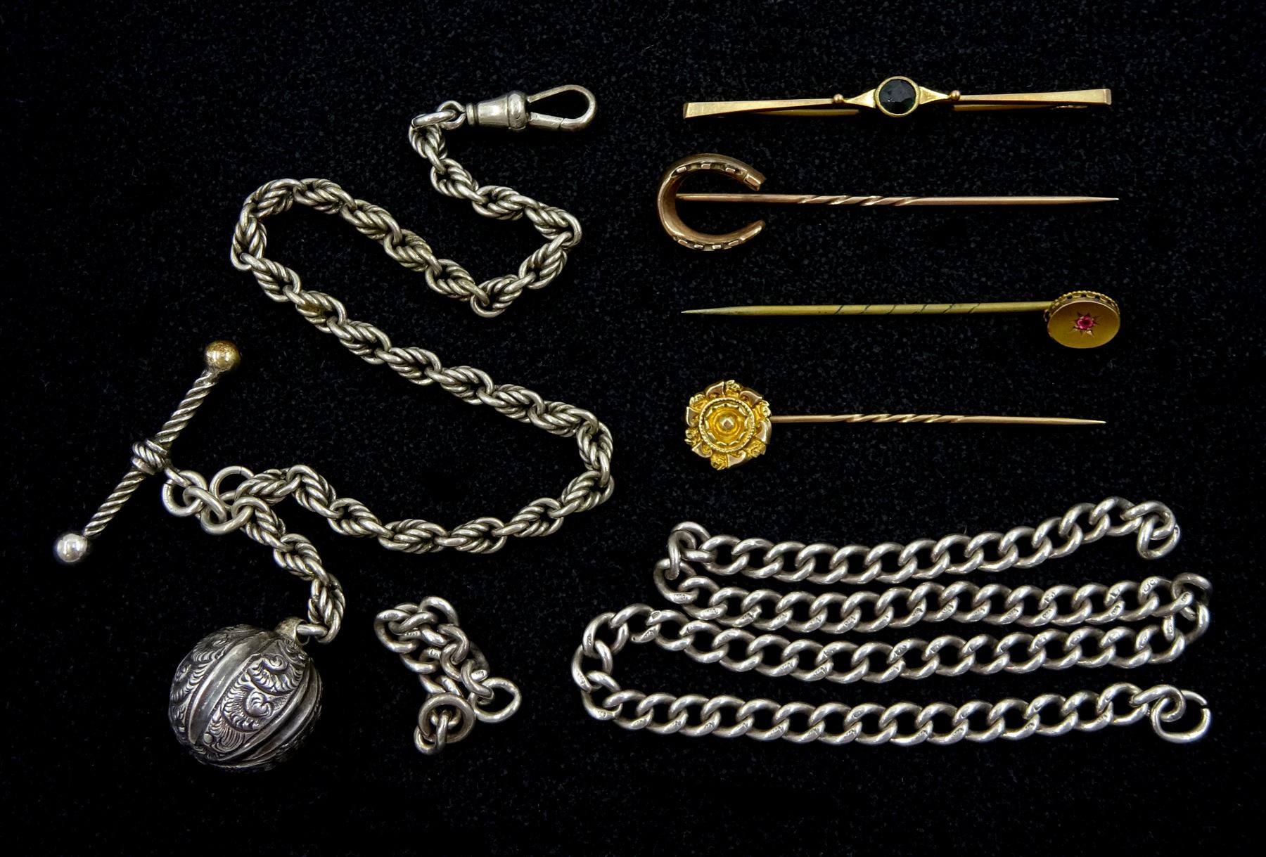 Early 20th century silver Albertina watch chain | Jewellery | 63998