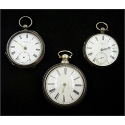 Victorian pair cased pocket watch by W. Hill, Whitby No.7008, case by Vale & Rotherham (probably), Birmingham 1834, Waltham Mass silver pocket watch No.7519269 retailed by H. A Spiegelhalter, Whitby and a J. W Benson silver pocket watch (3)