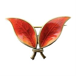 Norwegian silver-gilt red guilloche enam