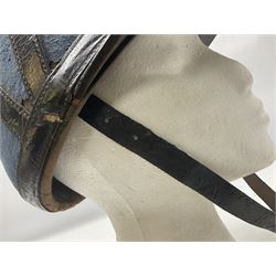 WW1 French Ecole Speciale Militaire Saint-Cyr shako with metallic tricolor cockade and scarlet pompom c1914