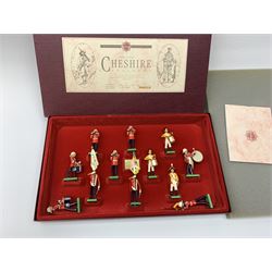 Britains - three limited edition sets of soldiers comprising Royal Irish Rangers No.935/5000, The 22nd Cheshire Regiment 300 Year Anniversary No.2313/7000 and The United States Army Band of Washington D.C., 'Pershings Own ' in the famous 1954 'Yellow Jackets' No.2706/5000; all mint and boxed (3)