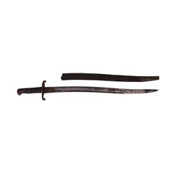 Sword, the 86cm single edged blade marked Toledo with metal scabbard, together with  Yataghan bayonet