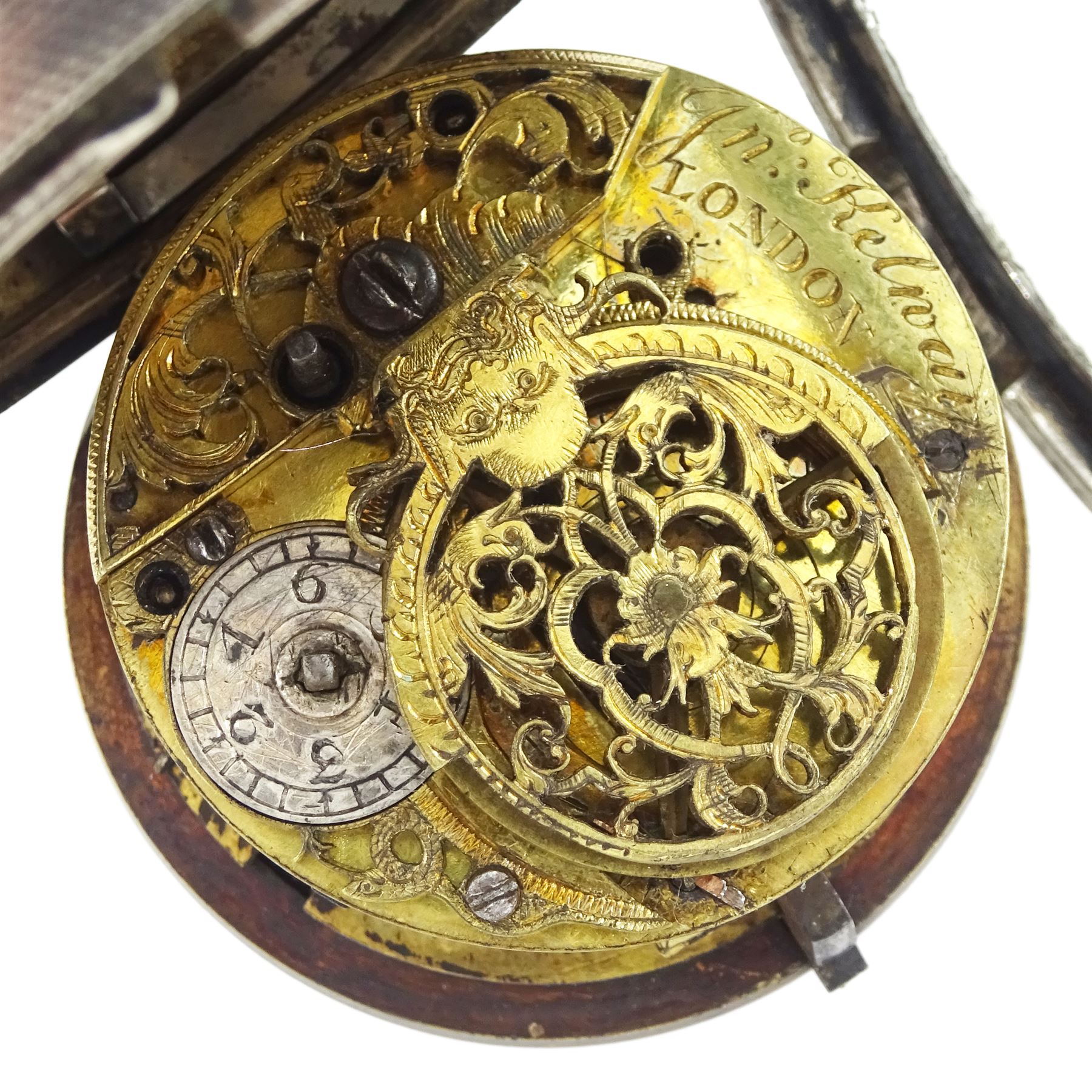 Victorian silver open face fusee lever pocket watch by J. Kelway, London, later enamel dial possibly depicting RMS Titanic, case by Joseph Sharpe, London 1861