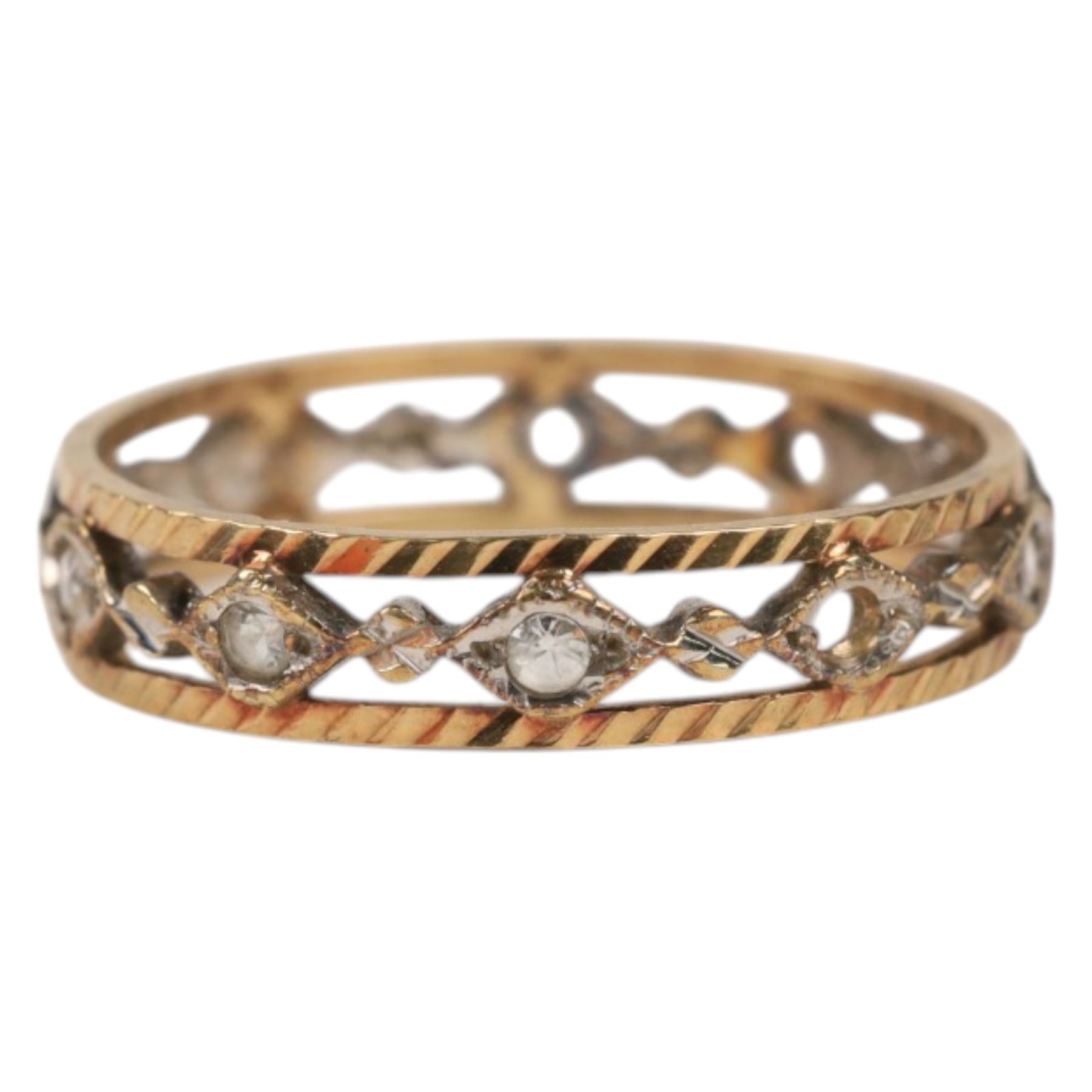 9ct gold paste set eternity ring, hallmarked