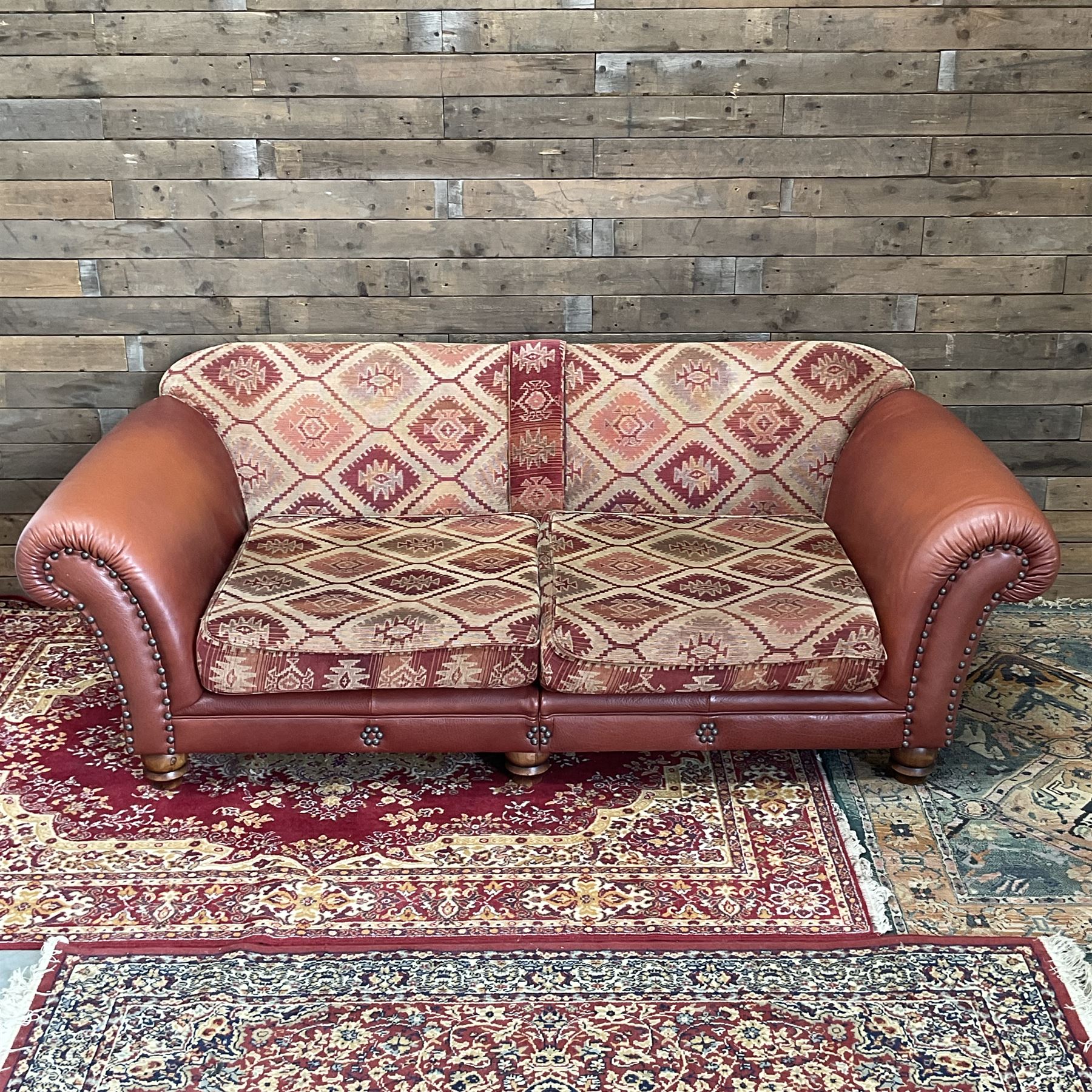 Tetrad Eastwood leather and kilim fabric sofa