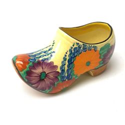 Clarice Cliff Bizarre 'Gayday' pattern Clog, L11.5cm 