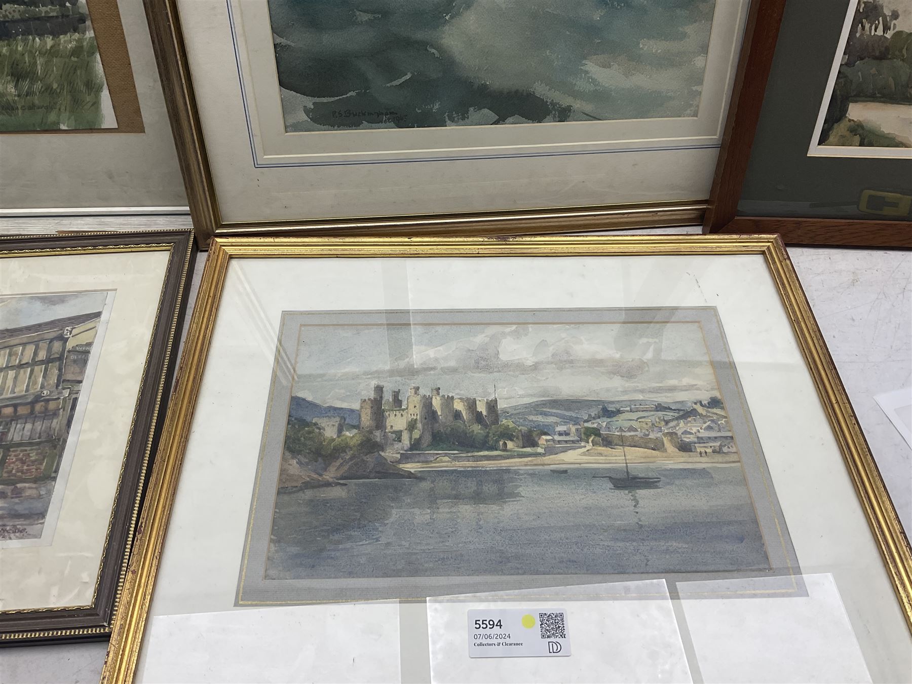 Chas H Neale (British 20th Century): 'Poets Corner - Long Millgate, Manchester', watercolour signed titled and dated 1964 together with a selection of variously signed British 20th century watercolours to include Norman Battershill, P S Buckingham and William Dodd max 25cm x 36cm (5)