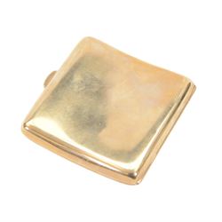 1920's 9ct gold cigarette case, of rounded square form with engraved monogram to cover, hallmarked D Bros, Birmingham 1926, also marked 9 275, H8cm W8cm
