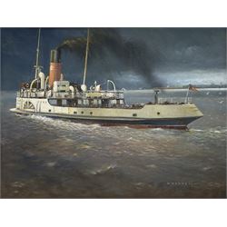 Herbert Rodmell (British 1913-1994): 'The Humber Ferry P.S. Lincoln Castle', oil on board signed, exhibition label verso 35cm x 45cm
