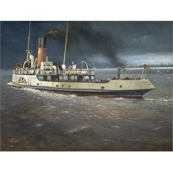 Herbert Rodmell (British 1913-1994): 'The Humber Ferry P.S. Lincoln Castle', oil on board signed, exhibition label verso 35cm x 45cm
