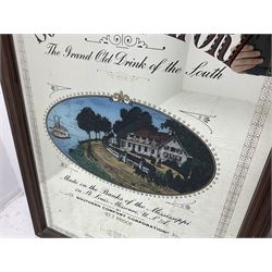 Southern Comfort advertising mirror, together with a framed star sign print, mirror H90cm