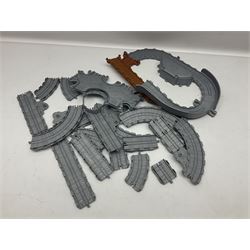 Quantity of Thomas the Tank Engine playsets and track, and Thunderbirds 2004 Tracy Island playset with some associated vehicles, in two boxes 