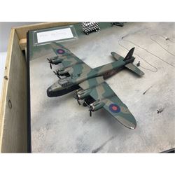 Diverse Images Aircraft Collection hand crafted English pewter model of a Stirling Airborne Assault Diorama with Horsa MKI and Stirling MKIV aircraft; 1:144 scale, signed Mike Daucey; limited edition plaque No.16/50; 36 x 60cm; in wooden box