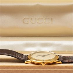 Gucci gold-plated wristwatch, Ref. 3000M, boxed