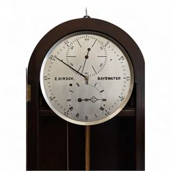 Hirsch of Bayswater-Fine late Victorian 8-day mahogany cased Jewellers regulator, wall mounted case with an arched top and tapering swept base, fully glazed door with visible pendulum and off-set brass cased weight, 10-1/2