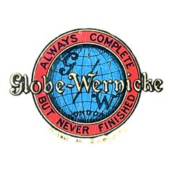 Globe Wernicke - early 20th century mahogany three-tier stacking library bookcase, three glazed sections enclosed by hinged and sliding doors, interior with transfer label, raised on cabriole front supports