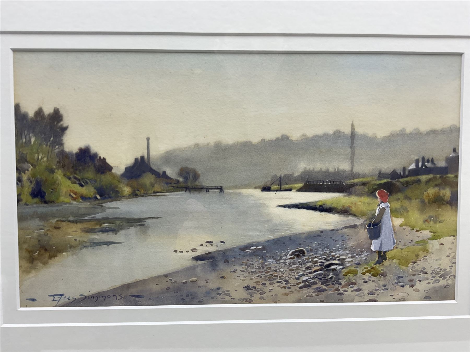 Charles Eyres Simmons (Cornwall 1872-1955): Young Ladies at the Riverside, pair watercolours signed 20cm x 25cm and 23cm x 38cm (2)