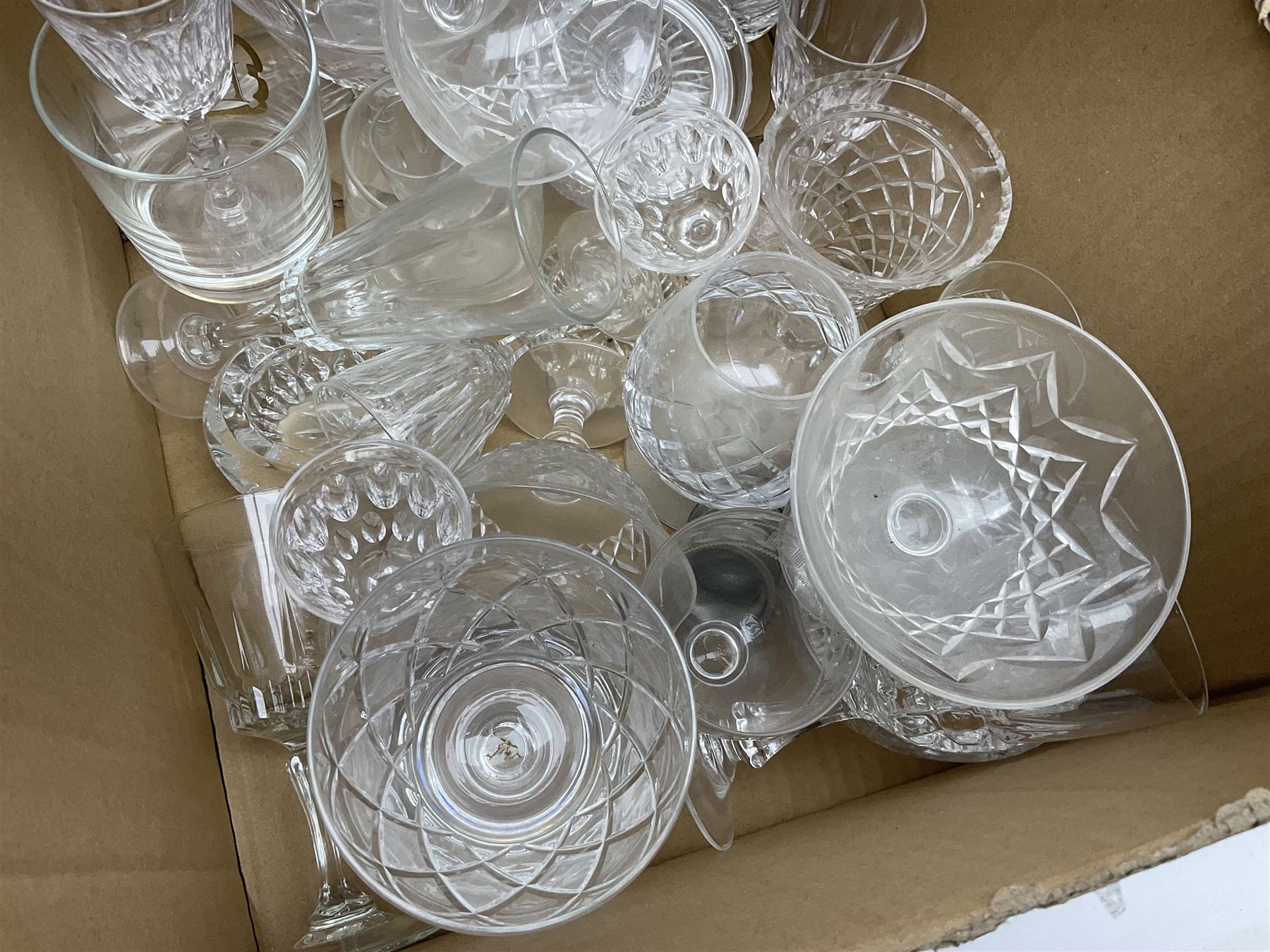 Sanders and Wallace glass paperweight, together with three other paperweights and a collection of glassware, in two boxes