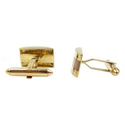 Pair of 9ct gold mother of pearl cufflinks, hallmarked