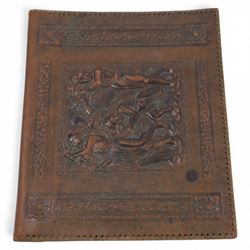 Two framed crystoleums, together with leather blotter, bee hive bell, art deco dominos and other collectables 