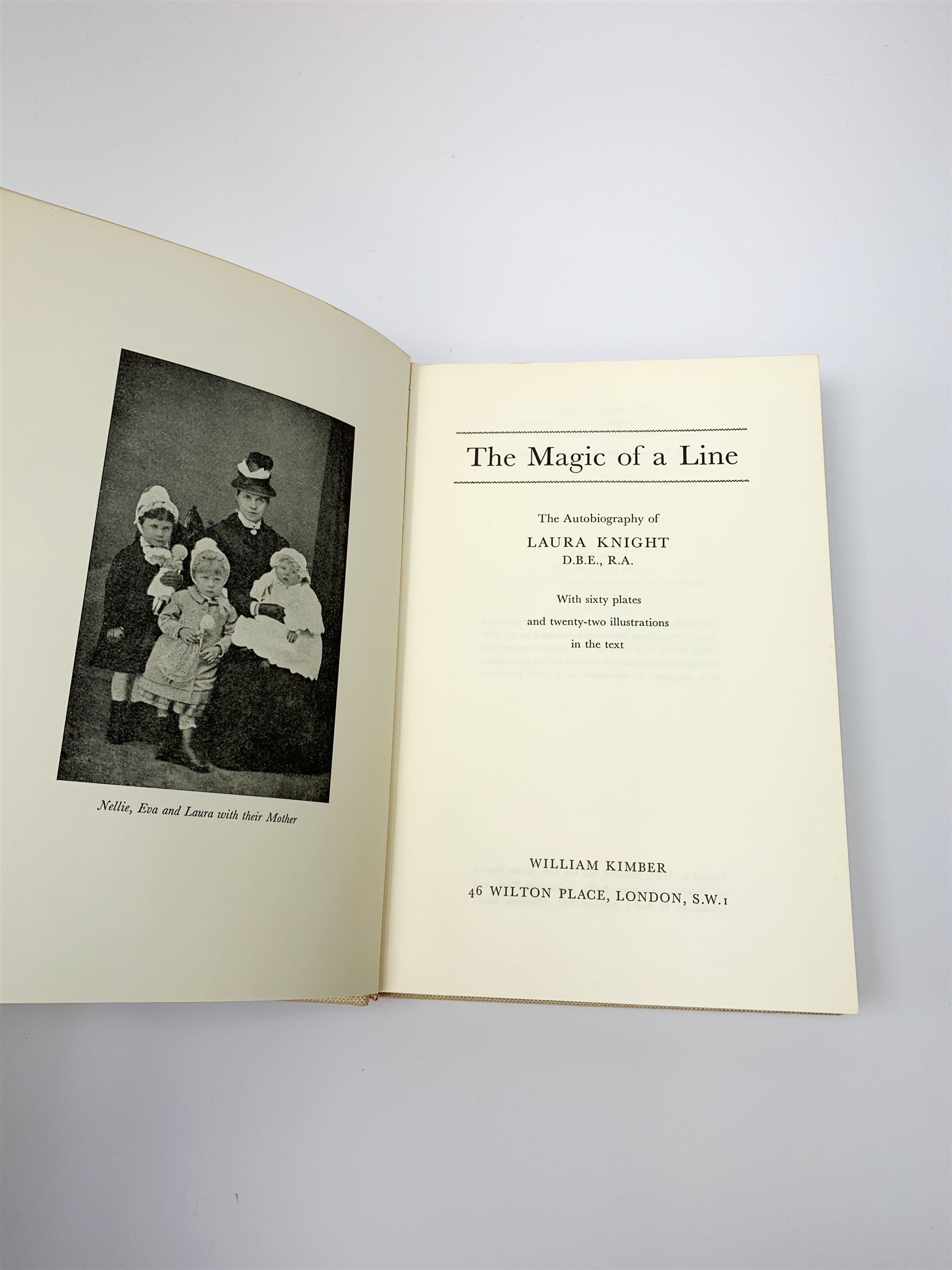 Laura Knight, The Magic of a Line, The Autobiography of Laura Knight, 1965, William Kimber, London, signed in black pen by Laura Knight, together with a postcard signed Laura K. 