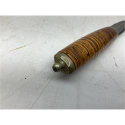 Norwegian staksniv hunting knife with 10cm single-edged steel blade in tooled leather sheath with nickel mounts L23cm overall