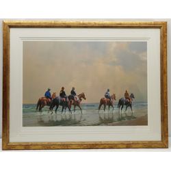 Peter A Smith (Scottish 1949-): Horses on the Surf, limited edition colour print signed and numbered 6/500 in pencil 45cm x 66cm